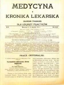 Medycyna i Kronika Lekarska : czasopiosmo tygodniowe dla lekarzy praktyków 1911, R. XLVI nr 2