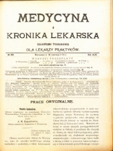 Medycyna i Kronika Lekarska : czasopiosmo tygodniowe dla lekarzy praktyków 1911, R. XLVI nr 23