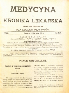 Medycyna i Kronika Lekarska : czasopiosmo tygodniowe dla lekarzy praktyków 1911, R. XLVI nr 52