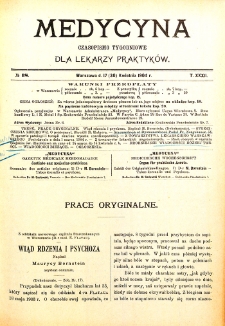 Medycyna czasopismo tygodniowe dla lekarzy praktycznych. 1903/1904 T. XXXII nr 18