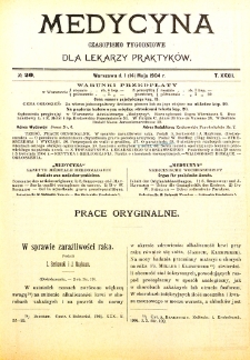 Medycyna czasopismo tygodniowe dla lekarzy praktycznych. 1903/1904 T. XXXII nr 20