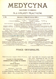 Medycyna czasopismo tygodniowe dla lekarzy praktycznych. 1903/1904 T. XXXII nr 23