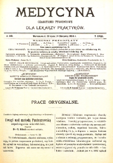 Medycyna czasopismo tygodniowe dla lekarzy praktycznych. 1903/1904 T. XXXII nr 33