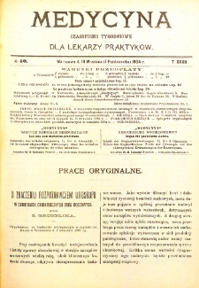 Medycyna czasopismo tygodniowe dla lekarzy praktycznych. 1903/1904 T. XXXII nr 40