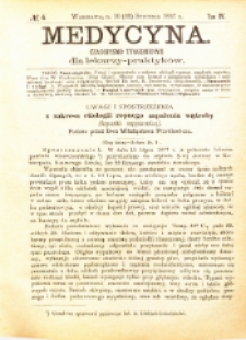 Medycyna i Kronika Lekarska : czasopiosmo tygodniowe dla lekarzy praktyków 1887, R. XV nr 4