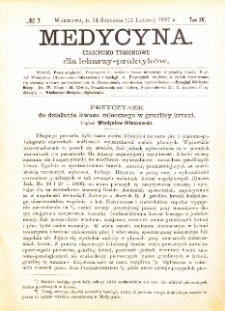 Medycyna i Kronika Lekarska : czasopiosmo tygodniowe dla lekarzy praktyków 1887, R. XV nr 7