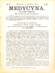 Medycyna i Kronika Lekarska : czasopiosmo tygodniowe dla lekarzy praktyków 1887, R. XV nr 12