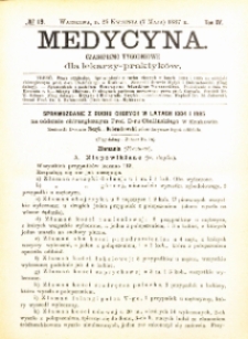 Medycyna i Kronika Lekarska : czasopiosmo tygodniowe dla lekarzy praktyków 1887, R. XV nr 19