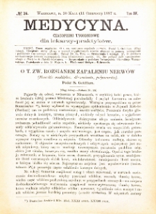 Medycyna i Kronika Lekarska : czasopiosmo tygodniowe dla lekarzy praktyków 1887, R. XV nr 23