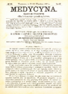Medycyna i Kronika Lekarska : czasopiosmo tygodniowe dla lekarzy praktyków 1887, R. XV nr 39