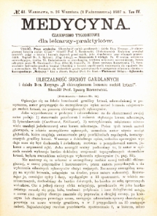 Medycyna i Kronika Lekarska : czasopiosmo tygodniowe dla lekarzy praktyków 1887, R. XV nr 42