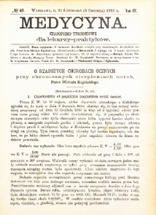 Medycyna i Kronika Lekarska : czasopiosmo tygodniowe dla lekarzy praktyków 1887, R. XV nr 49