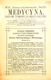 Medycyna. Czasopismo tygodniowe dla lekarzy praktycznych. 1886 T. XIV nr 44
