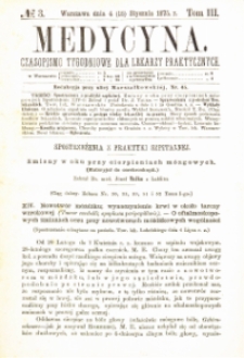 Medycyna czasopismo tygodniowe dla lekarzy praktycznych 1875 T.III nr 3