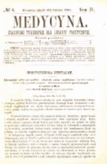 Medycyna czasopismo tygodniowe dla lekarzy praktycznych 1876 T.IV nr 4