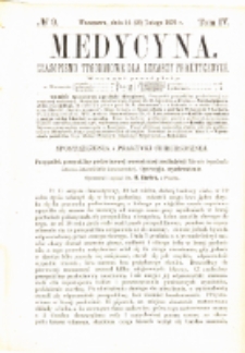 Medycyna czasopismo tygodniowe dla lekarzy praktycznych 1876 T.IV nr 9