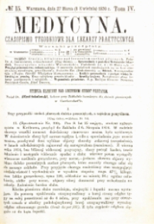 Medycyna czasopismo tygodniowe dla lekarzy praktycznych 1876 T.IV nr 15