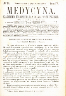 Medycyna czasopismo tygodniowe dla lekarzy praktycznych 1876 T.IV nr 18