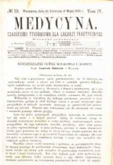 Medycyna czasopismo tygodniowe dla lekarzy praktycznych 1876 T.IV nr 19