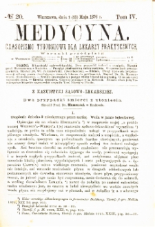 Medycyna czasopismo tygodniowe dla lekarzy praktycznych 1876 T.IV nr 20