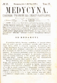Medycyna czasopismo tygodniowe dla lekarzy praktycznych 1876 T.IV nr 21