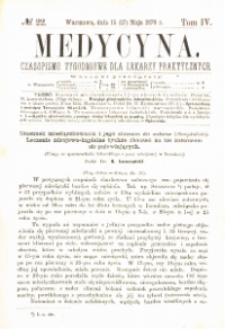 Medycyna czasopismo tygodniowe dla lekarzy praktycznych 1876 T.IV nr 22