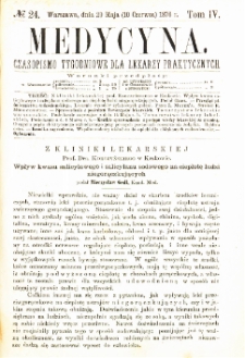Medycyna czasopismo tygodniowe dla lekarzy praktycznych 1876 T.IV nr 24