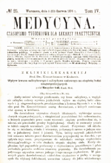 Medycyna czasopismo tygodniowe dla lekarzy praktycznych 1876 T.IV nr 25