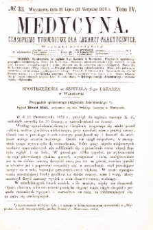 Medycyna czasopismo tygodniowe dla lekarzy praktycznych 1876 T.IV nr 33
