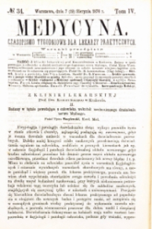 Medycyna czasopismo tygodniowe dla lekarzy praktycznych 1876 T.IV nr 34