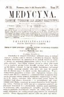 Medycyna czasopismo tygodniowe dla lekarzy praktycznych 1876 T.IV nr 35