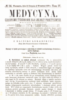 Medycyna czasopismo tygodniowe dla lekarzy praktycznych 1876 T.IV nr 36