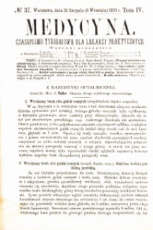 Medycyna czasopismo tygodniowe dla lekarzy praktycznych 1876 T.IV nr 37