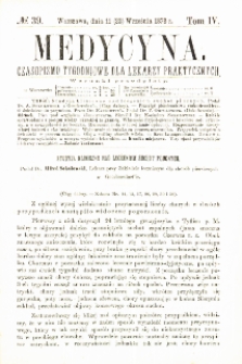 Medycyna czasopismo tygodniowe dla lekarzy praktycznych 1876 T.IV nr 39