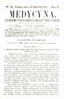 Medycyna czasopismo tygodniowe dla lekarzy praktycznych 1876 T.IV nr 43