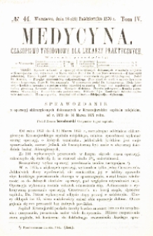 Medycyna czasopismo tygodniowe dla lekarzy praktycznych 1876 T.IV nr 44