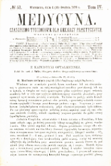 Medycyna czasopismo tygodniowe dla lekarzy praktycznych 1876 T.IV nr 51