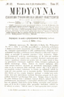 Medycyna czasopismo tygodniowe dla lekarzy praktycznych 1876 T.IV nr 52
