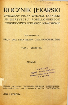 Rocznik Lekarski 1906-1909 T. I nr 4