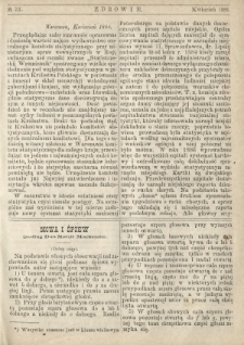 Zdrowie : miesięcznik poświęcony hygienie publicznej i prywatnej 1888 T. 4 nr 31