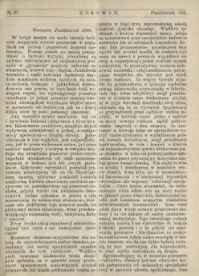 Zdrowie : miesięcznik poświęcony hygienie publicznej i prywatnej 1888 T. 4 nr 37