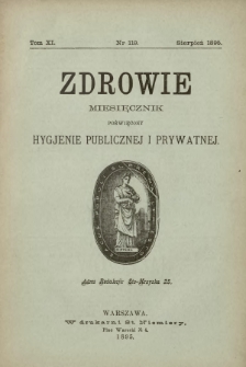 Zdrowie : miesięcznik poświęcony hygjenie publicznej i prywatnej 1895 T. 11 nr 119