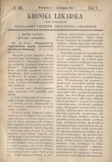 Kronika Lekarska : pismo poświęcone przeglądowi postępów umiejętności lekarskich 1884 R. 5 nr 21