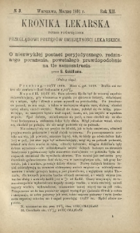 Kronika Lekarska : pismo poświęcone przeglądowi postępów umiejętności lekarskich 1891 R. 12 nr 3