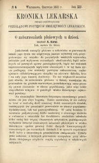 Kronika Lekarska : pismo poświęcone przeglądowi postępów umiejętności lekarskich 1891 R. 12 nr 6