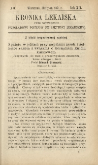 Kronika Lekarska : pismo poświęcone przeglądowi postępów umiejętności lekarskich 1891 R. 12 nr 8