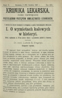 Kronika Lekarska : pismo poświęcone przeglądowi postępów umiejętności lekarskich 1901 R. 22 z. 8