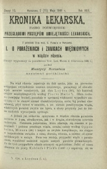 Kronika Lekarska : pismo poświęcone przeglądowi postępów umiejętności lekarskich 1901 R. 22 z. 10