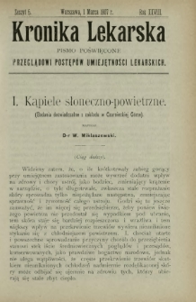 Kronika Lekarska : pismo poświęcone przeglądowi postępów umiejętności lekarskich 1907 R. 28 z. 5