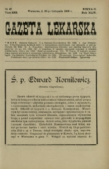Gazeta Lekarska : pismo tygodniowe poświęcone wszystkim gałęziom umiejętności lekarskich 1909 Ser. II R. 44 T. 29 nr 47